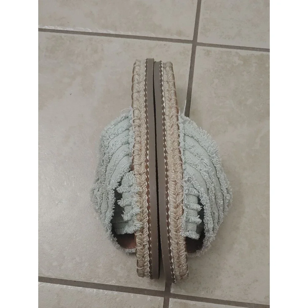 American Eagle Sandals Boho Fringe Espadrille Sandals Mint Women's Size 5